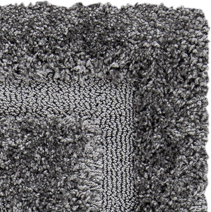 SAFAVIEH Florida Shag Collection Accent Rug - 4' x 6', Grey & Grey, Border Design, Non-Shedding & Easy Care, 1.2-inch Thick Ideal for High Traffic Areas in Entryway, Living Room, Bedroom (SG454-8080)