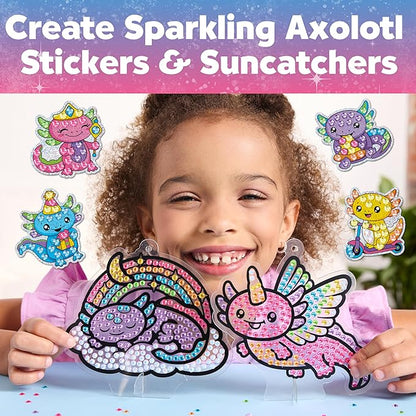 Creativity for Kids Big Gem Diamond Painting Kit: Axolotl Stickers & Suncatcher Kit - Diamond Painting Kits for Kids, Boys and Girls Art & Craft Kit Age 6-8+, Axolotl Toys and Christmas Gifts for Kids