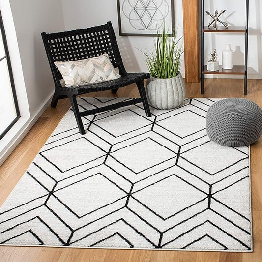 SAFAVIEH Adirondack Collection Accent Rug - 4' x 6', Light Grey & Black, Modern Geometric Design, Non-Shedding & Easy Care, Ideal for High Traffic Areas in Entryway, Living Room, Bedroom (ADR241F)