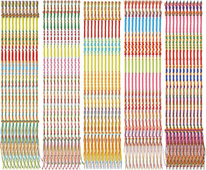 Henoyso 200 Pieces Friendship Bracelets Bulk Handmade Braided String Colorful Braid Friendship Cords Strand Bracelet Party Supply Favors for Birthday Gifts(Pattern Weave)