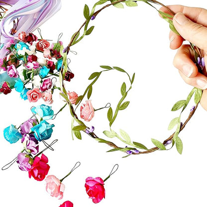 Hapinest Make Your Own Flower Crown Kit & Bracelet Craft Kit, DIY Flower Crown Making Kit Headband Making Kit Perfect Birthday Gifts, Arts and Crafts for Girls & Boys Ages 6 7 8 9 10 Years Old & Up