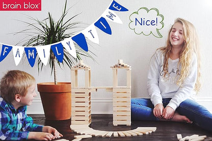 Natural Wooden Blocks for Kids Ages 4-8 - Montessori Blocks for Hands-on Learning - STEM and Architecture for Kids (200 Building Blocks)