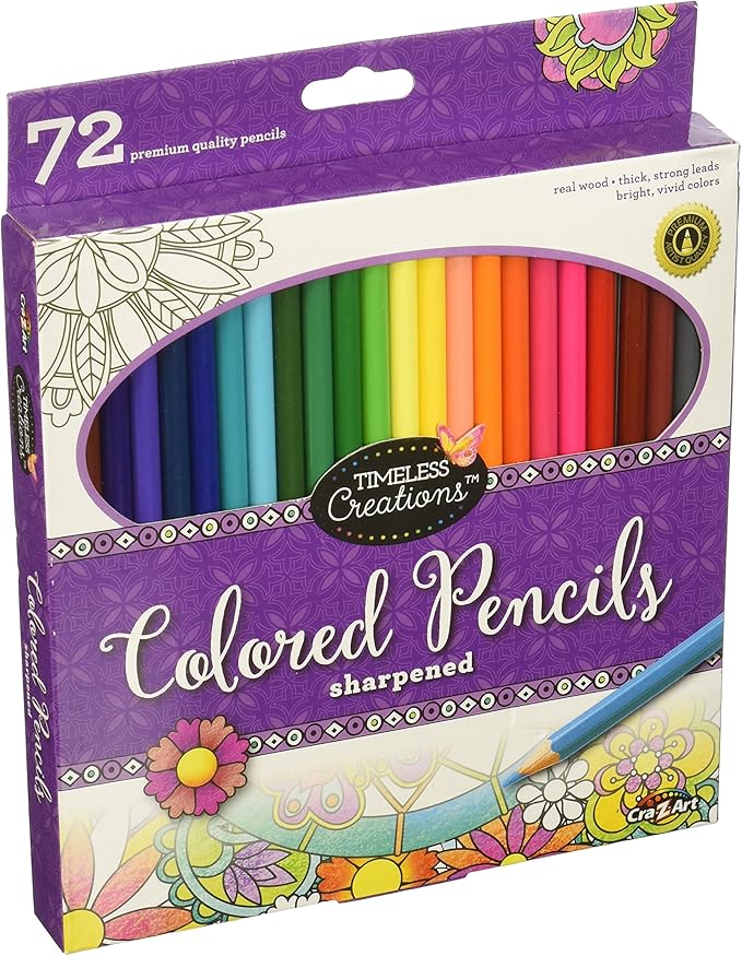 Cra-Z-art Timeless Creations Pre-Sharpened 72ct Colored Pencils, Assorted Colors Great for Children and Adults