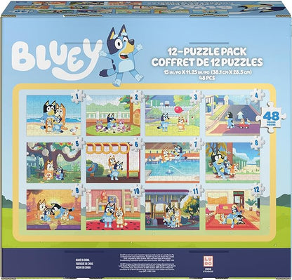 Bluey 12-Pack of Jigsaw Puzzles for Families, Kids, and Preschoolers Ages 4 and Up