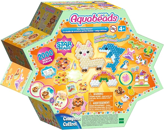 Aquabeads Star Bead Station Complete Arts & Crafts Bead Kit for Children - Over 2,000 Beads, Including Star Beads and Double Sided Bead Pen Tool