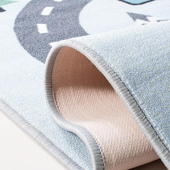 SAFAVIEH Kids Playhouse Collection Accent Rug - 3'3" x 5'3", Grey & Blue, Non-Shedding Machine Washable & Slip Resistant Ideal for High Traffic Areas for Boys & Girls in Playroom (KPH226F)