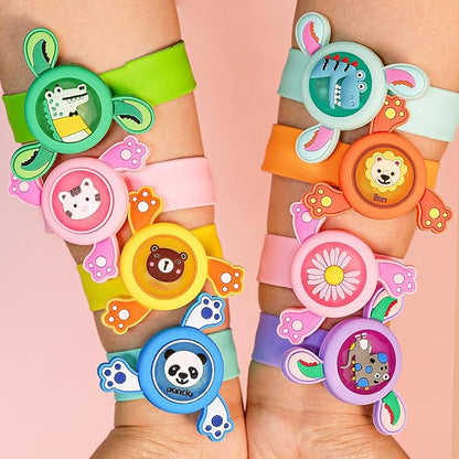 Valentines Day Gifts for Kids, 24 Pack LED Light Up Fidget Spinner Slap Bracelets with Valentines Cards for Kids Classroom School Exchange, Party Favors for Kids 4-8-12 Glow in the Dark Party Supplies