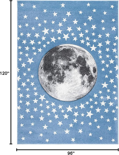 SAFAVIEH Carousel Kids Collection Area Rug - 8' x 10', Light Blue & Grey, Non-Shedding & Easy Care, Ideal for High Traffic Areas for Boys & Girls in Playroom, Nursery, Bedroom (CRK135L)