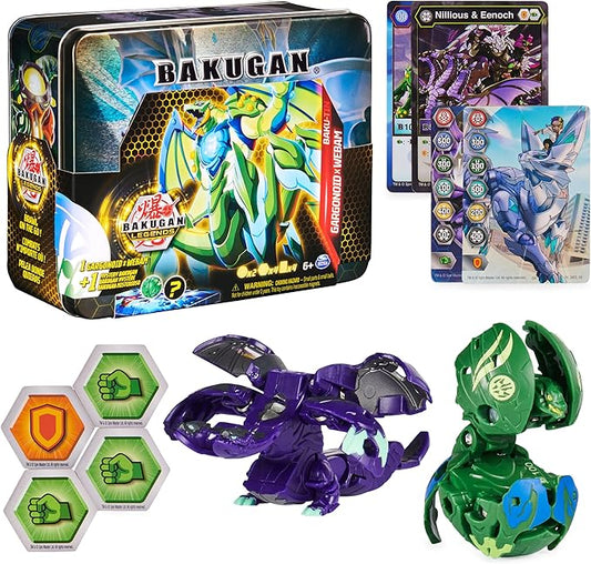 Bakugan Legends, Baku-tin, Gargonoid X Webam (Exclusive, Mystery Core, 2 Gate Cards, 4 Baku-Cores, Collectible Action Figures, Ages 6 and Up