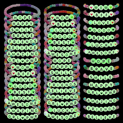 60 Pcs Colorful Friendship Bracelet Set for Girls Stretchy Bracelets for Kids and Women Beaded Friendship Bracelets for Teen Girls Party Favors