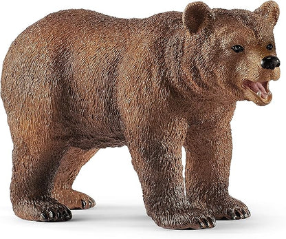 Schleich Wild Life Realistic Grizzly Bear Mother, Cub, and Fish - 4-Piece Animal Toy Playset, Durable and Educational Figurines for Fun Adventures for Boys and Girls, Gift for Kids Ages 3-8