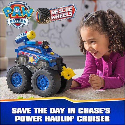Paw Patrol: Rescue Wheels Chase’s Power Haulin’ Cruiser, Toy Truck with Launcher, Motorized Winch, Lights & Sounds, Kids Toys for Boys & Girls Ages 3+