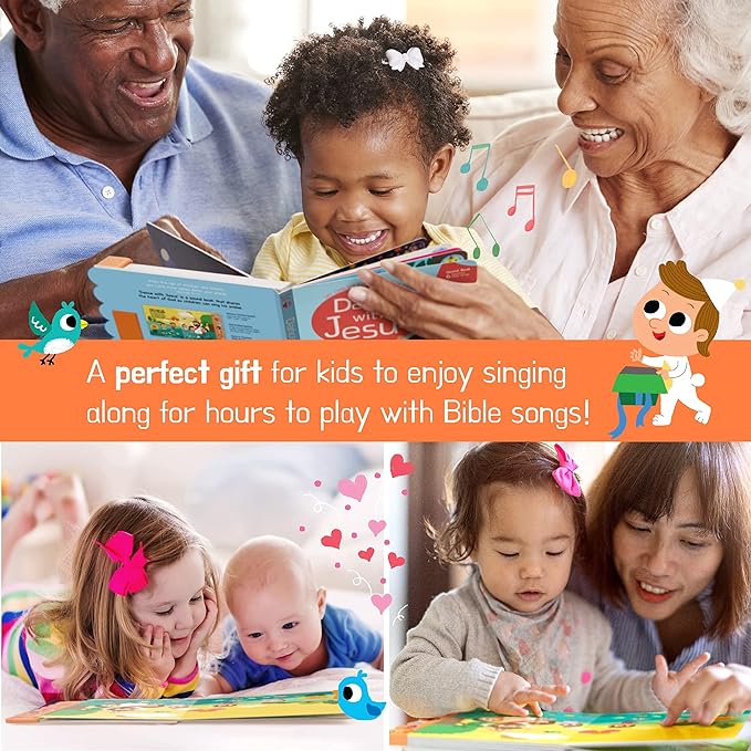 Dance with Jesus Christian Sound Books for Kids - 6 Bible Songs for Toddlers – Christian Gifts for Kids - Baby Bible for Baptism, Christening, Dedication Gifts, Sunday School, Preschool Homeschool