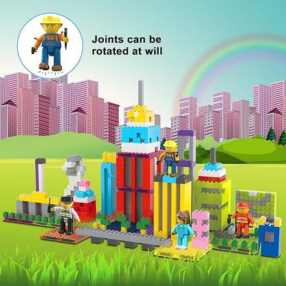 Picasso Toys Magnetic Action Figures 4 Piece City Builder Character for Magnet Building Block Tiles Expansion Pack Construction Toddler Toy Educational STEM Learning Pretend Playset Age 3 and up PTA18