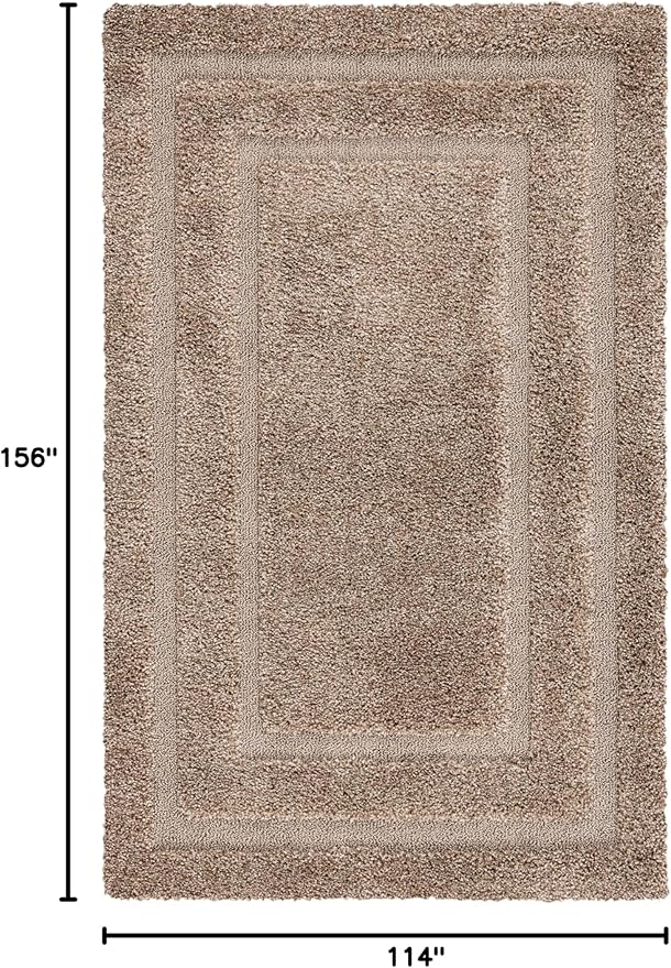 SAFAVIEH Florida Shag Collection Area Rug - 9'6" x 13', Beige & Beige, Border Design, Non-Shedding & Easy Care, 1.2-inch Thick Ideal for High Traffic Areas in Living Room, Bedroom (SG454-1313)