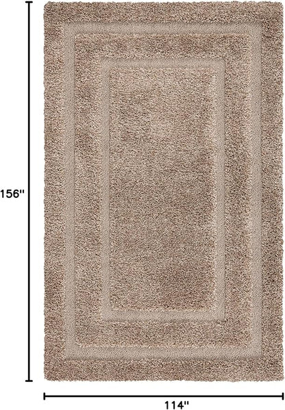 SAFAVIEH Florida Shag Collection Area Rug - 9'6" x 13', Beige & Beige, Border Design, Non-Shedding & Easy Care, 1.2-inch Thick Ideal for High Traffic Areas in Living Room, Bedroom (SG454-1313)