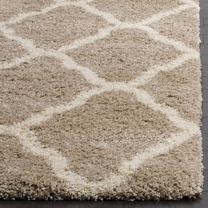 SAFAVIEH Hudson Shag Collection Runner Rug - 2'3" x 8', Beige & Ivory, Moroccan Trellis Design, Non-Shedding & Easy Care, 2-inch Thick Ideal for High Traffic Areas in Living Room, Bedroom (SGH283S)