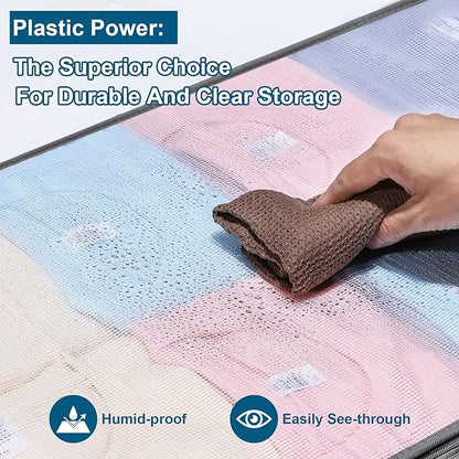 4 Packs Under Bed Storage Containers Bins, Humid-Proof Plastic Underbed Storage Bins, Closet Organizers and Clothes Storage Bags, Under the Bed Blanket Storage with Handles for Clothes,Bedroom