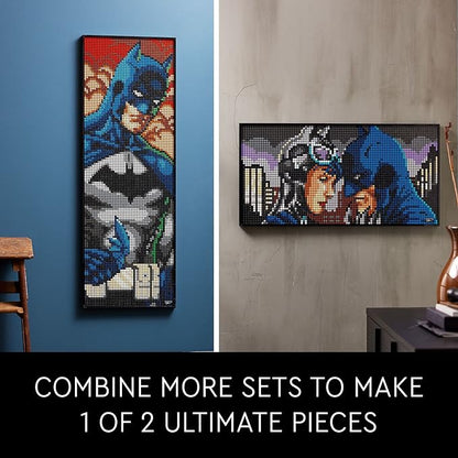 LEGO Art Jim Lee Batman Collection 31205 Building Blocks - Superhero Canvas Wall Decor with Joker, Harley Quinn, or Batman Portraits, DC Comics DIY Poster, Gift Idea for Men, Women, and Adults