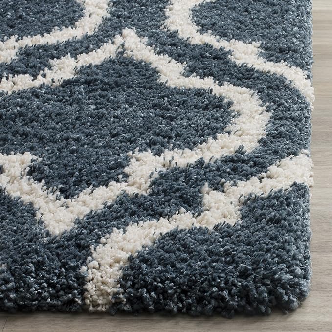 SAFAVIEH Hudson Shag Collection Runner Rug - 2'3" x 8', Slate Blue & Ivory, Moroccan Design, Non-Shedding & Easy Care, 2-inch Thick Ideal for High Traffic Areas in Living Room, Bedroom (SGH284L)