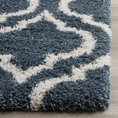 SAFAVIEH Hudson Shag Collection Runner Rug - 2'3" x 8', Slate Blue & Ivory, Moroccan Design, Non-Shedding & Easy Care, 2-inch Thick Ideal for High Traffic Areas in Living Room, Bedroom (SGH284L)
