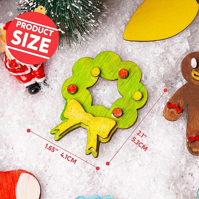 JOYIN 14 Christmas Wooden Magnet Creativity Arts & Crafts Painting Kit Decorate Your Own for Kids Paint Gift, Birthday Parties and Family Crafts, Holiday Stuffers(Age 8+)