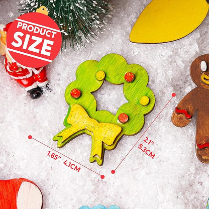 JOYIN 14 Christmas Wooden Magnet Creativity Arts & Crafts Painting Kit Decorate Your Own for Kids Paint Gift, Birthday Parties and Family Crafts, Holiday Stuffers(Age 8+)