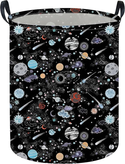 Moon and Stars Laundry hamper Baby Laundry Hamper Collapsible Canvas Waterproof Storage Bin for Kids Clothes Organizer Basket Clothes hamper Star Room Decor(Moon)