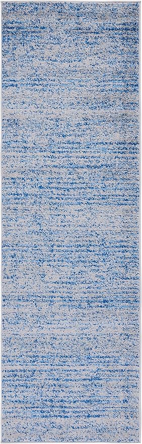 SAFAVIEH Adirondack Collection Runner Rug - 2'6" x 18', Blue & Silver, Modern Abstract Design, Non-Shedding & Easy Care, Ideal for High Traffic Areas in Living Room, Bedroom (ADR117D)