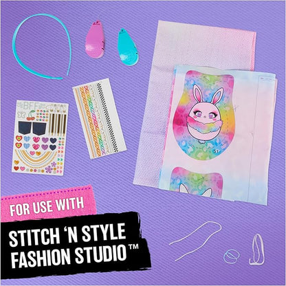Cool Maker, Stitch ‘N Style Fashion Studio Refill with 2 Pre-Threaded Cartridges, Fabric and Water Transfer Prints, Arts & Crafts Kids Toys for Girls