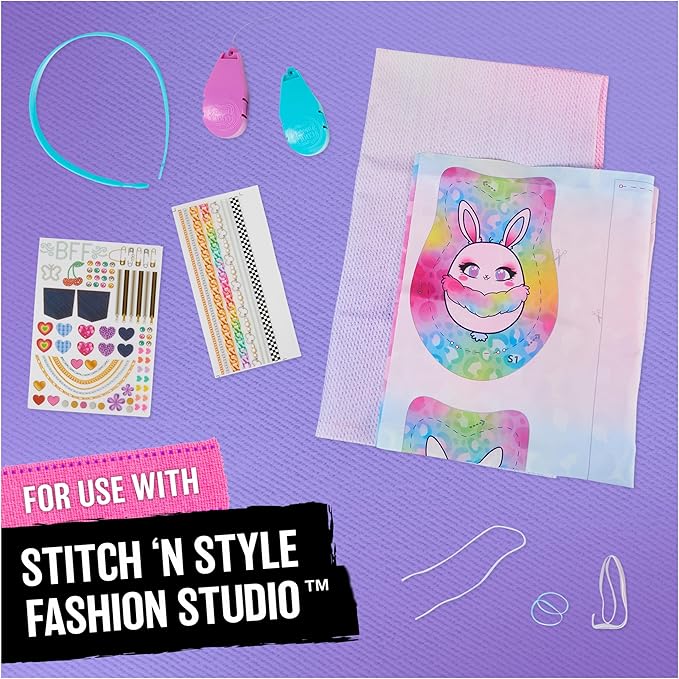 Cool Maker, Stitch ‘N Style Fashion Studio Refill with 2 Pre-Threaded Cartridges, Fabric and Water Transfer Prints, Arts & Crafts Kids Toys for Girls