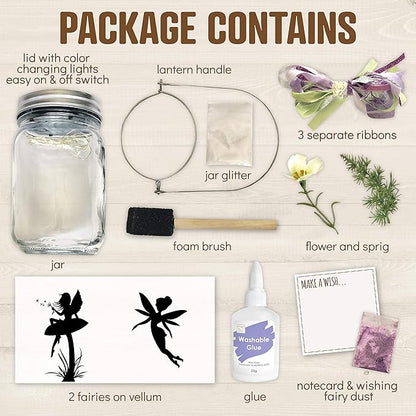 Hapinest DIY Fairy Lantern Night Light Kit, Fairy Lantern Craft Kit, Fairy Jar Glitter & Color-Changing Lights, Fairy Craft Arts Fairy Gifts for Girls, Fairy Toys for Girls Age 6-8 8-12 Years Old & Up