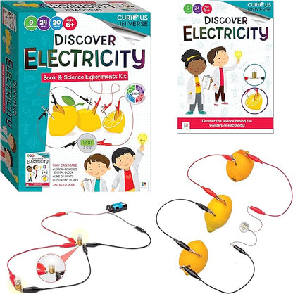 Hinkler Curious Universe Kids: Discover Electricity - Book & Science Experiments Kit, STEM Education Kits, Create Electrical Circuits, Includes 20 Pieces, Hinkler Science & Physics Kit for Kids