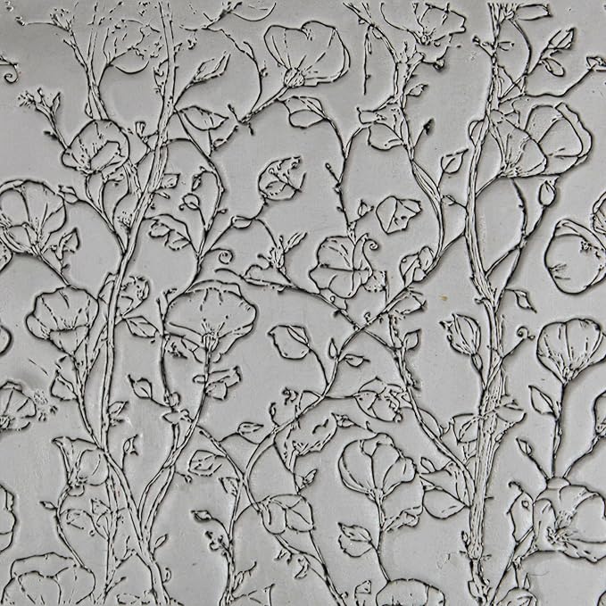 Floral Foliage Collection 4-Pack Clay Texture Rollers (4") - Seamless Meadow Set #01 - Embossing Pattern Rollers for Polymer & Ceramic Clay, Pottery & Crafts