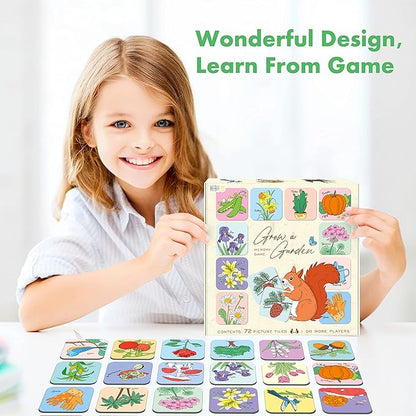 Hebayy Memory Matching Game, 72 PCS Grow A Garden Matching Cards for Toddlers 36 Designs Memory Cards Educational Toys for Preschool 4 5 6 Years Old