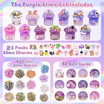 12 Pack Slimes, Purple Slime for Kids, Butter Cloud Slime kit for Girls Ages 8-12, Toys for Girls and Boys, Birthday Party Favors for Kids Goodie Bag Easter Basket Stuffers
