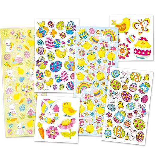 Baker Ross EV741 Easter Stickers - Pack of 240, Spring Self Adhesive Scrapbook Stickers, Themed Embellishments for Kids Arts and Crafts