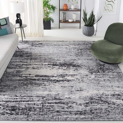 SAFAVIEH Evoke Collection 8' x 10' Ivory / Dark Grey EVK272G Modern Abstract Non-Shedding Living Room Bedroom Dining Home Office Area Rug