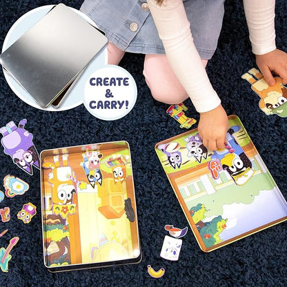 Bluey Magnetic Playset, Magnet Activity Toys, Great Birthday Parties, at-Home Activities, or Screen-Free Fun, Perfect Travel or Road Trip, Hours of Fun for Kids Ages 3,4,5,6,Multicolor,Medium,214618