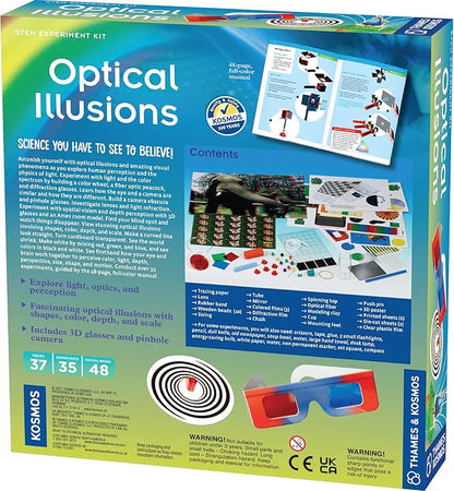 Thames & Kosmos Optical Illusions STEM Experiment Kit | 35 Amazing Optical Experiments | Explore Physics of Light, Optics, Perception | Includes 3D Glasses | Build a Camera Obscura | for Ages 8+