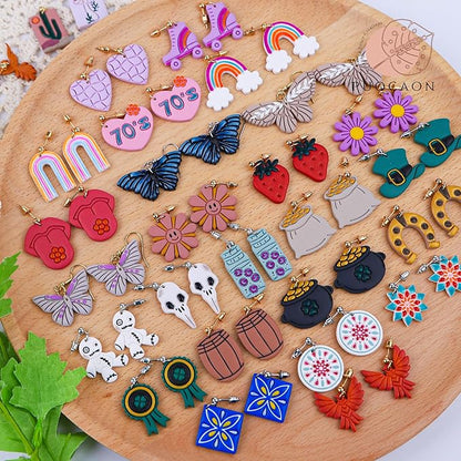 Puocaon Mushroom Polymer Clay Cutters - 6 Pcs Cactus Desert Scene Clay Cutters for Earrings, Cottagecore Mushroom Polymer Clay Cutters for Jewelry Making, Sunrise Western Clay Cutters for Jewelry
