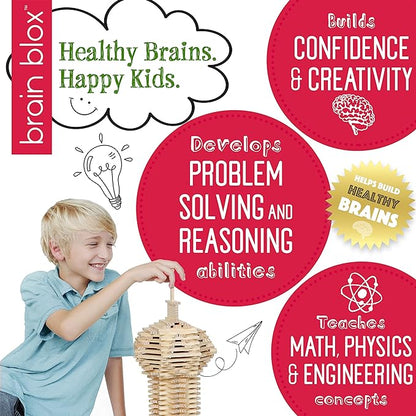 Natural Wooden Blocks for Kids Ages 4-8 - Montessori Blocks for Hands-on Learning - STEM and Architecture for Kids (100 Building Blocks)
