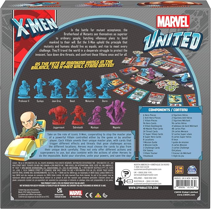Spin Master Games, Marvel United: X-Men, Strategy Board Game, Includes Collectible Figurines, for Fans of Marvel Rivals & Action Movie Toys, 1-5 Players, for Adults & Teens Ages 14 & Up