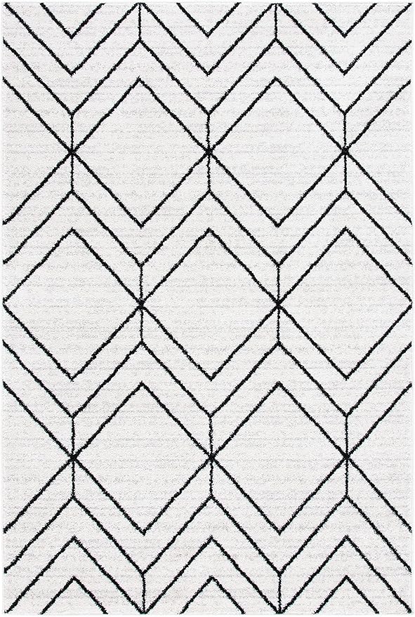 SAFAVIEH Adirondack Collection Accent Rug - 4' x 6', Ivory & Black, Modern Geometric Design, Non-Shedding & Easy Care, Ideal for High Traffic Areas in Entryway, Living Room, Bedroom (ADR241A)