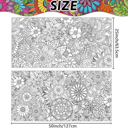 2Pack Jumbo Mandala Coloring Posters 50x30Inch Large Spring Mandala Flower Coloring Page Giant Mandala Coloring Tablecloth Wall Decor for Kids Teens Children Adults Art Craft Activity Party Supplies