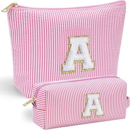 YOOLIFE Birthday Gifts for Kids Teen Girls Women | Initial Makeup Bag | Cosmetic Bag Travel Bags | 11 12 13 14 15 16 Years Old Girl Gift Teacher Graduation Gift Teen Girl Gifts Trendy Stuff Pink A