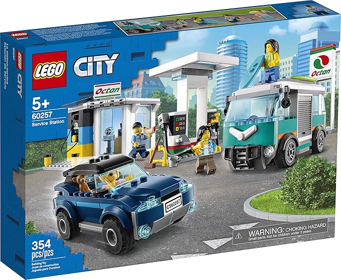 LEGO City Turbo Wheels - Gas Station, Toy Building Set from 5 Years, with Various Toy Vehicles and Minifigures (60257), Assorted Colour/Model