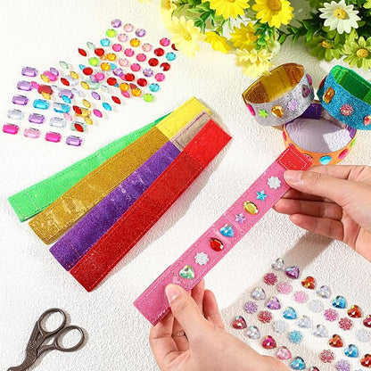 Outus 20 Pcs Bracelet Making Kits 12 Pcs Kids Snap Bracelets 8 Pcs Glitter Gem Stickers DIY Your Own Bracelet Jewelry Crafts for Girls Ages 6-12 DIY Birthday Gifts Crafting Party Favors Supplies
