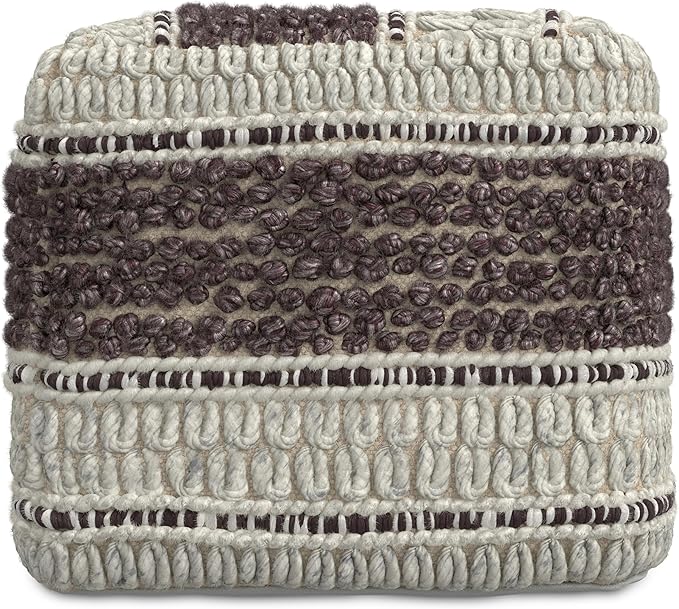 SIMPLIHOME Grady Contemporary Square Pouf in Magenta and Natural Handloom Woven, for The Living Room, Bedroom and Kids Room