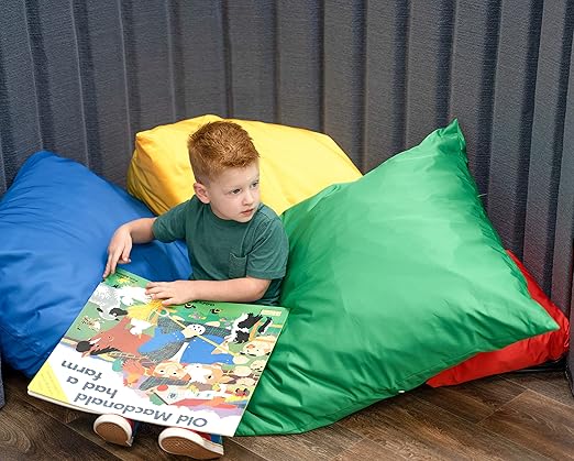 Children's Factory, CF650-505, 27" Cozy Floor Pillow, Blue, Kids Classroom Pillows, Flexible Seating for Toddler Reading Nook in Preschool or Daycare